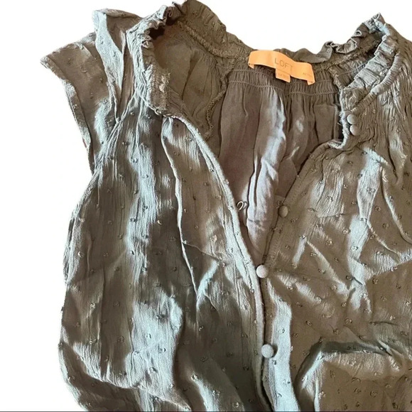 LOFT Petite XSP Clip-Dot Romper – Teal | Ruffle Sleeve, Belted, Lined - Picture 6 of 9